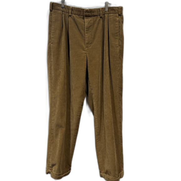 Brooks Brothers Corduroy Pants Straight Tan Brown Trousers Cuffed Mens 35 x 30 - Picture 1 of 10
